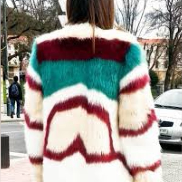 MAISON SCOTCH & Soda Faux Fur Colorful Coat Sz OS S M Winter Festival Concert - Picture 4 of 16